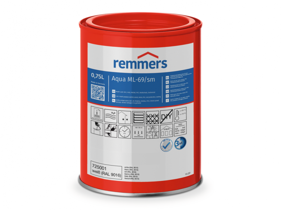 Remmers Aqua ML-69/sm Multi-Lack 3in1 universalūs dažai medienai metalui plastikui